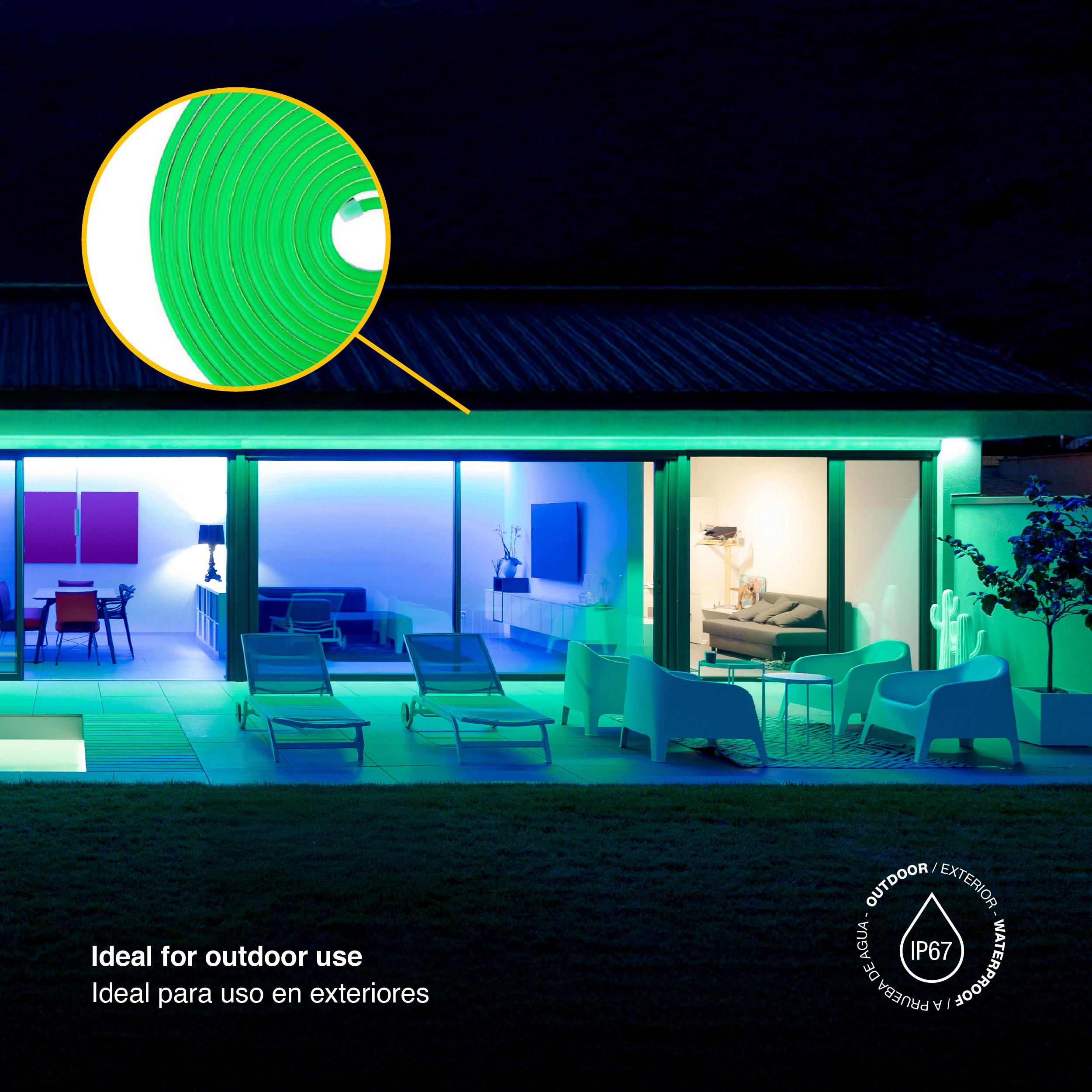 Tira LED de Neón SMD2835 IP67 12V 6W/m Verde 120 LED/m 5m