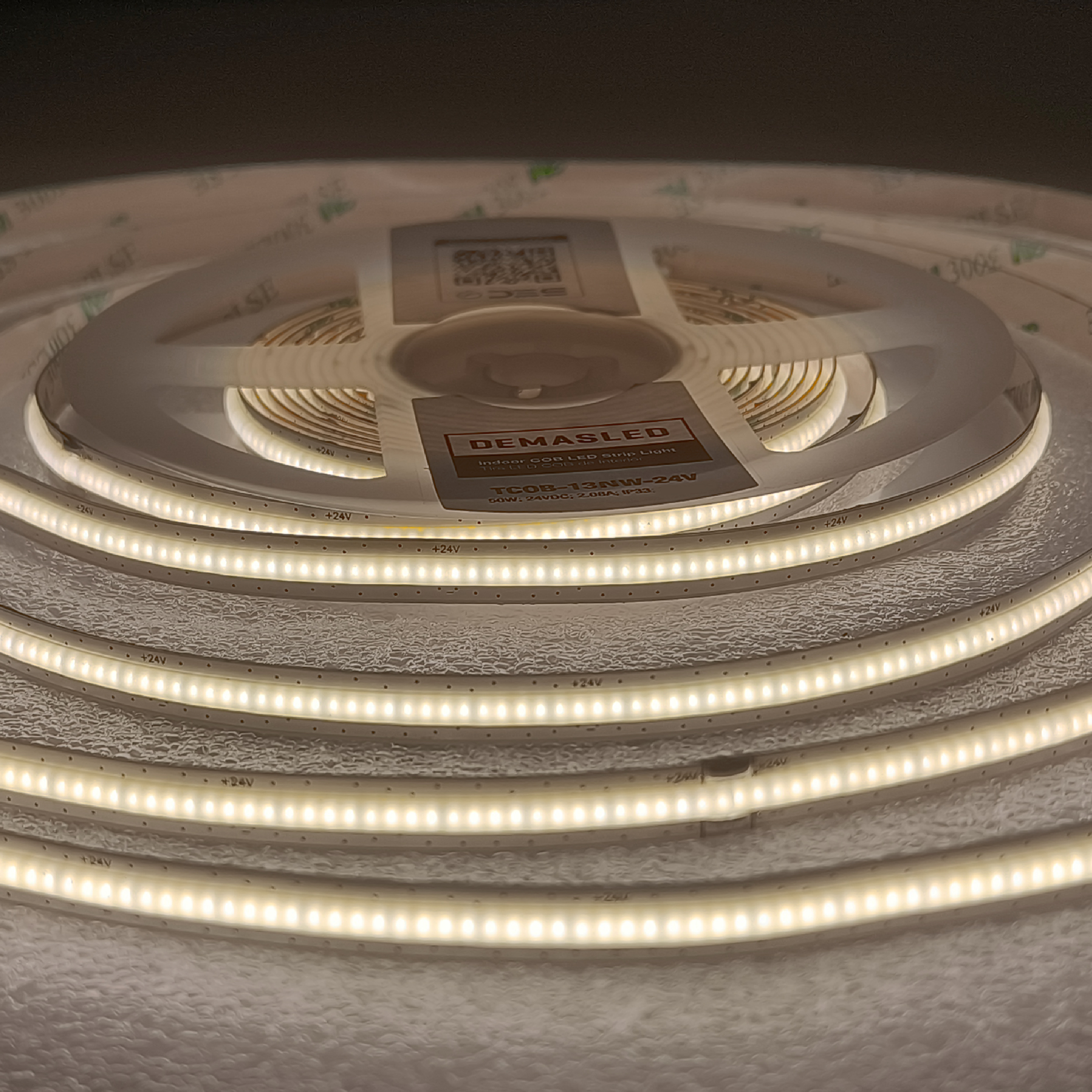 Tira LED COB Freecut 24V 10W/m Blanco Neutro 4000°K 950lm/m 528LEDs/m, 8mm PCB IP33 x5m