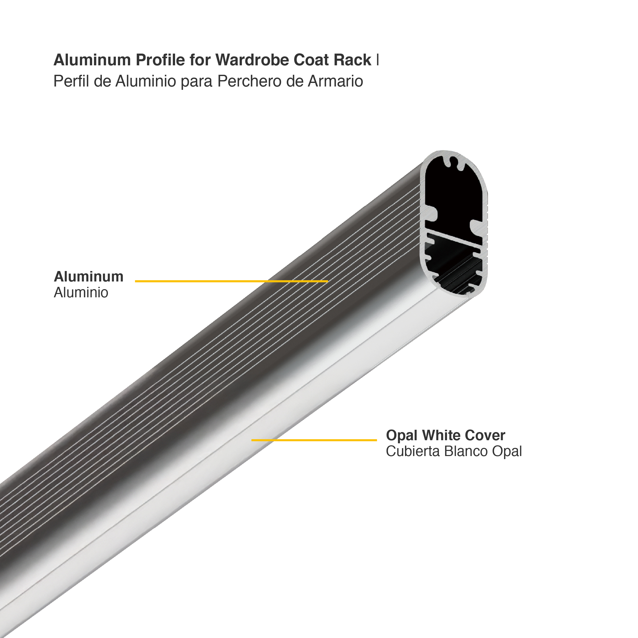 Perfil de Aluminio para Armario Perchero 14,5x29mm, 2m 