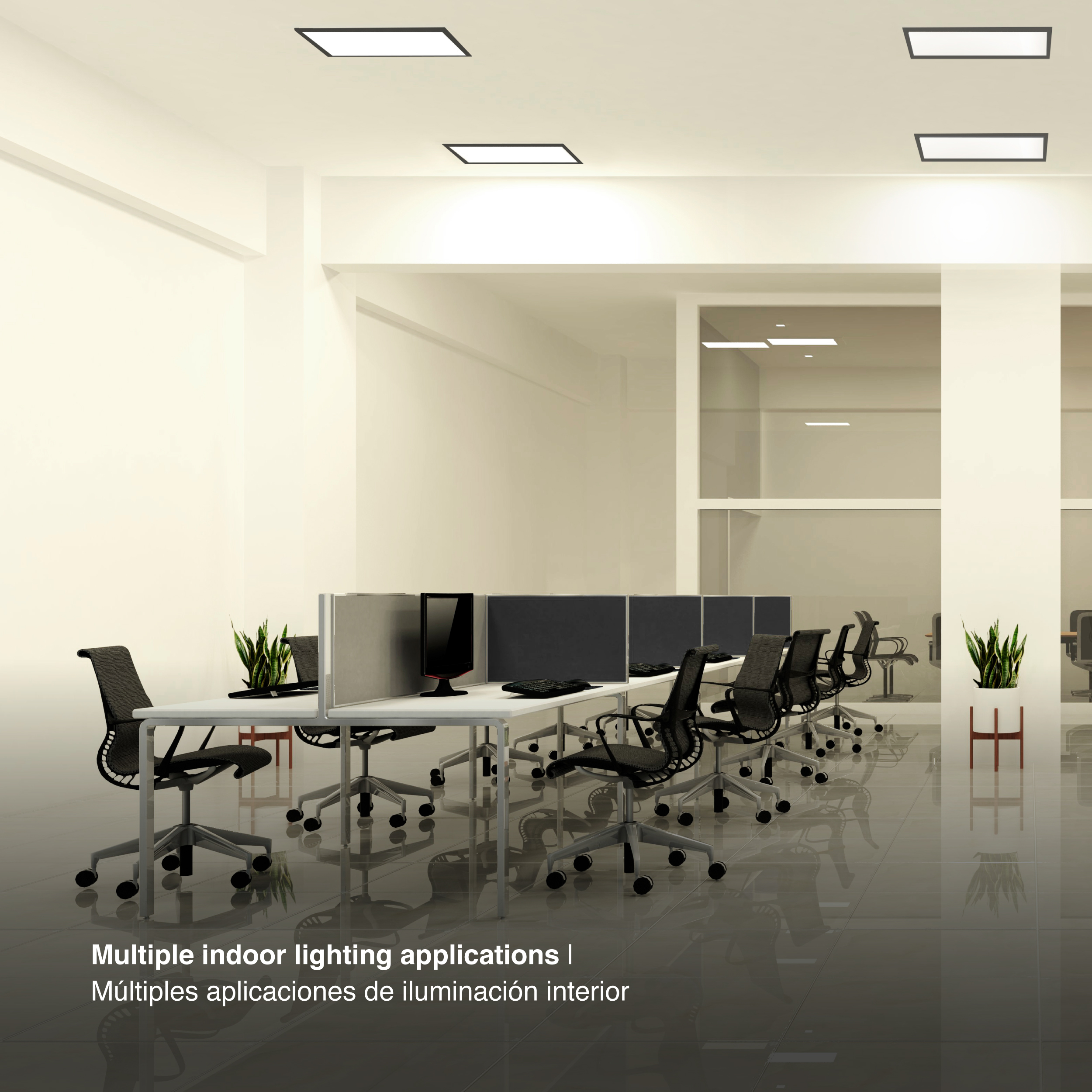 Panel LED BACKLIGHT Negro 60x60x3,8cm 48W 4800lm Blanco Neutro, de aplicar