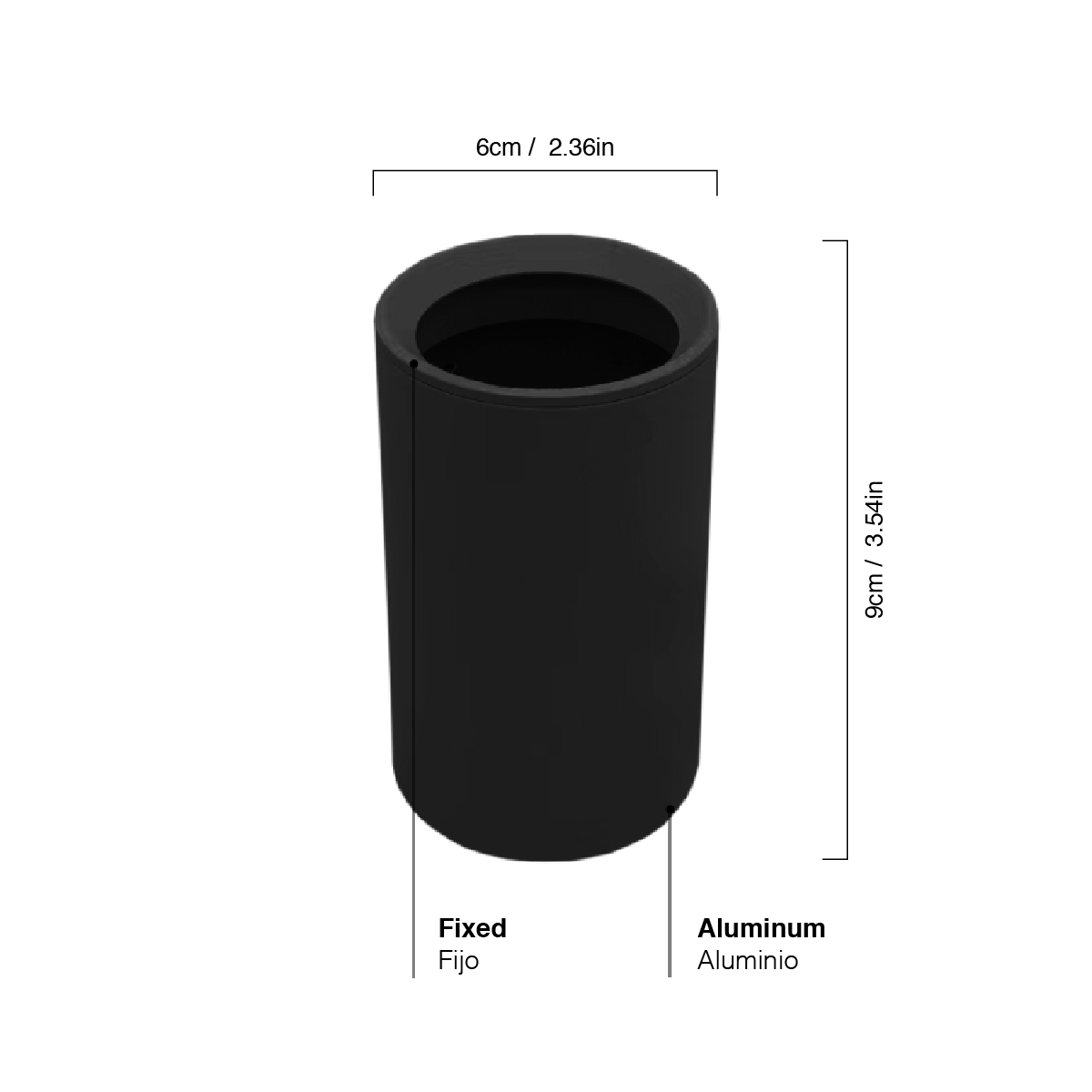 Spot Negro Fijo 6x9cm para Lámparas GU10