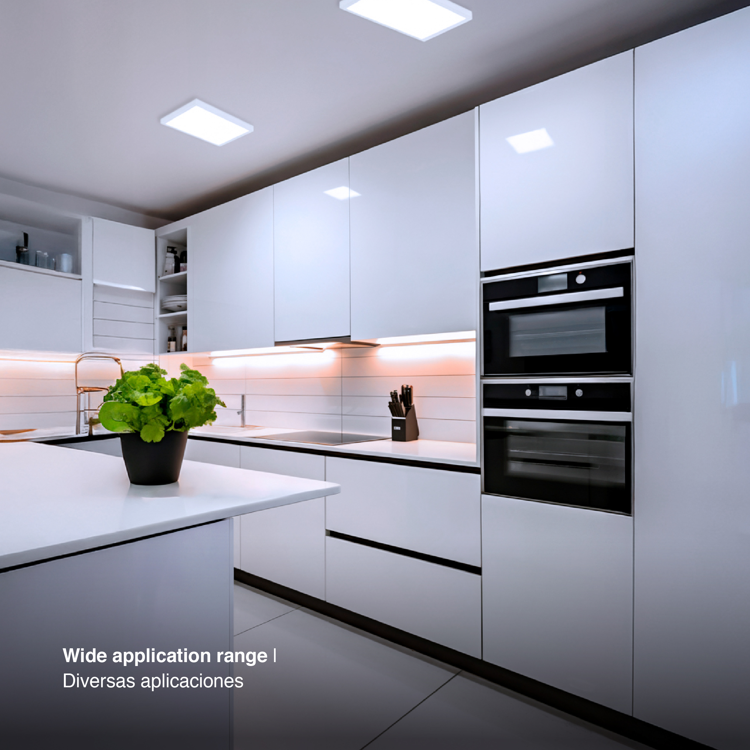 Plafón LED cuadrado blanco de 21,3x21,3cm, 18W 1230lm Frío, de aplicar