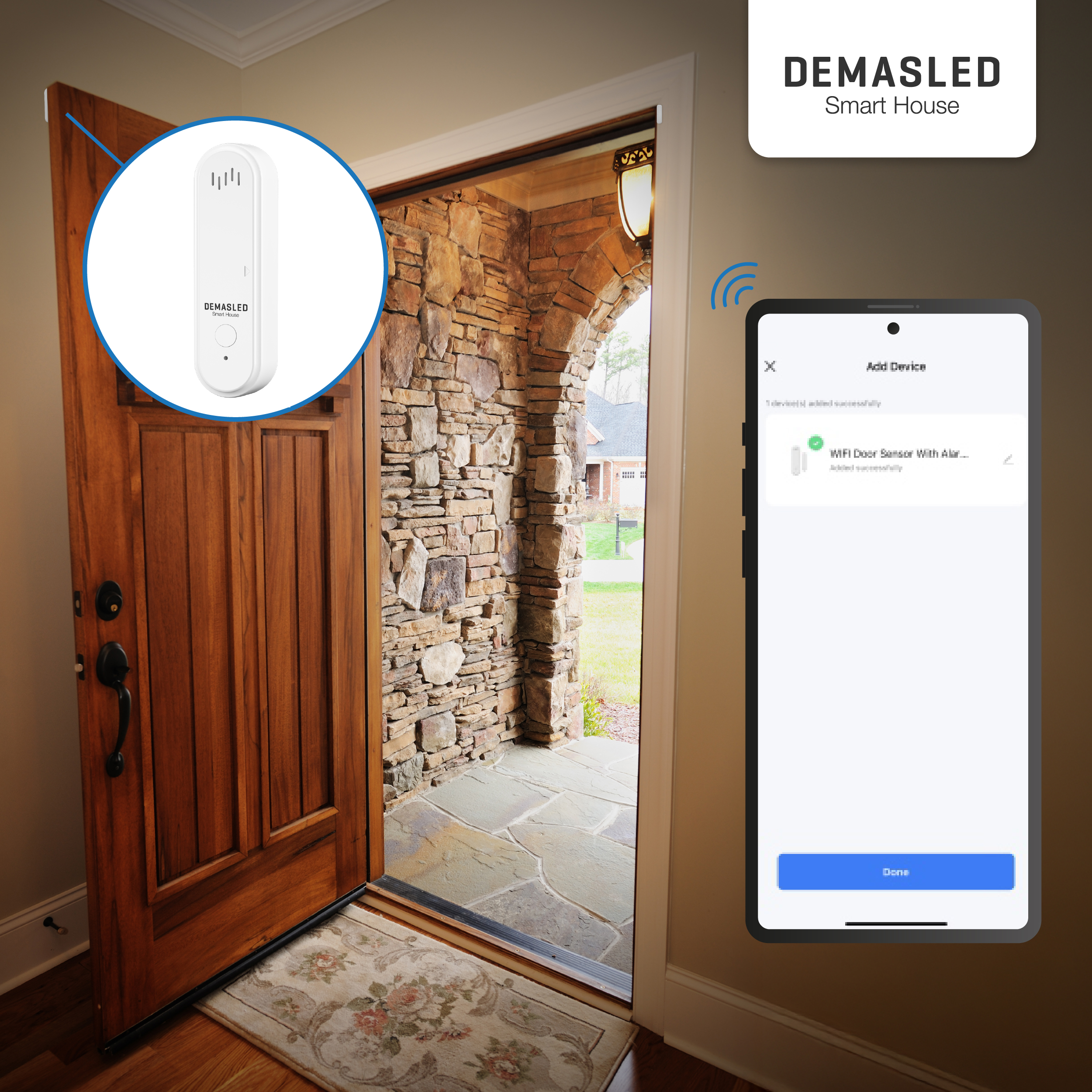 Sensor Smart WiFi Magnético para Puerta/Ventana con Sirena 2.4GHz