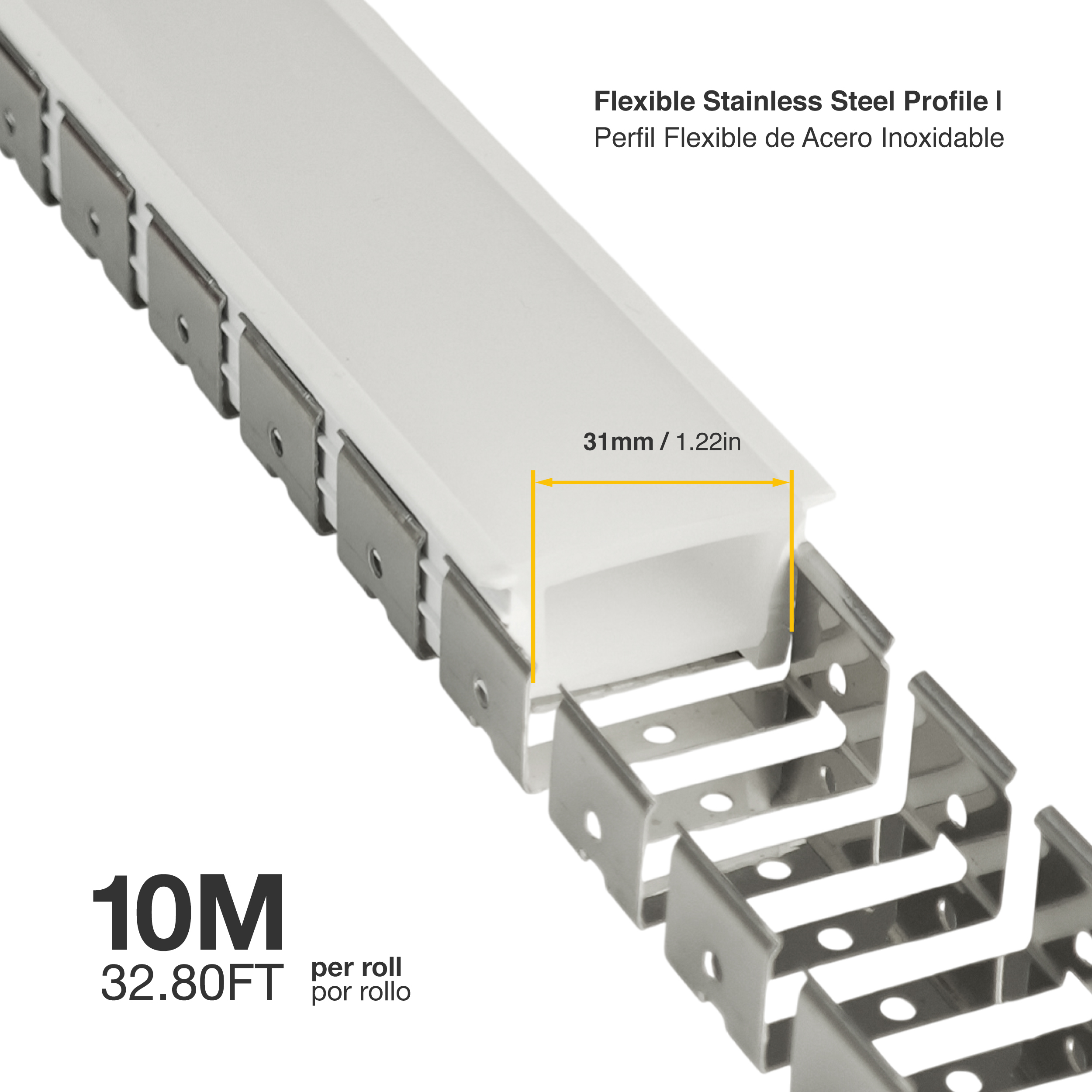 Perfil Flexible de Acero Inoxidable para pers-04 x10m
