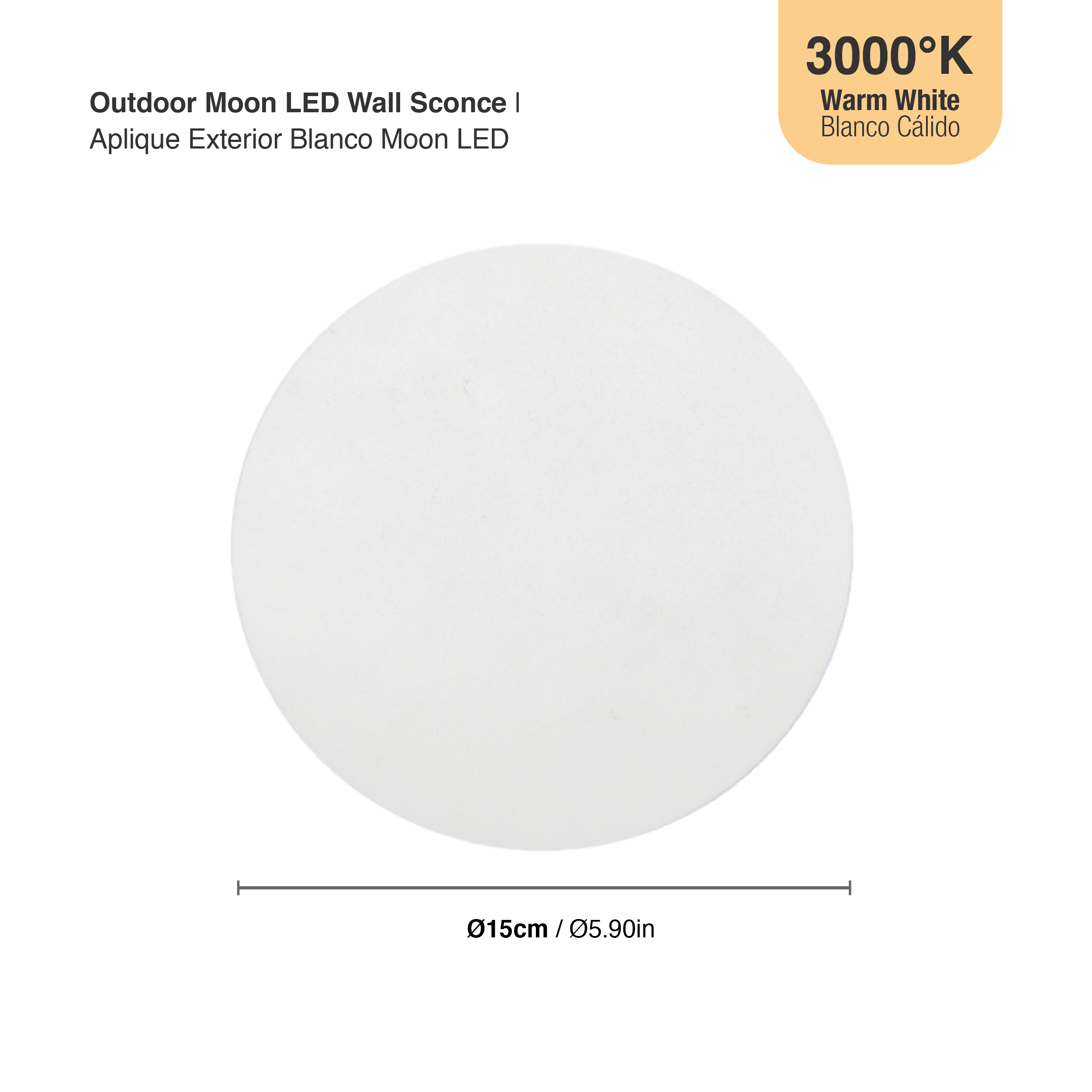 Aplique LED Exterior de Pared Redondo 12W IP65 Blanco 15cm 220V Blanco Calido
