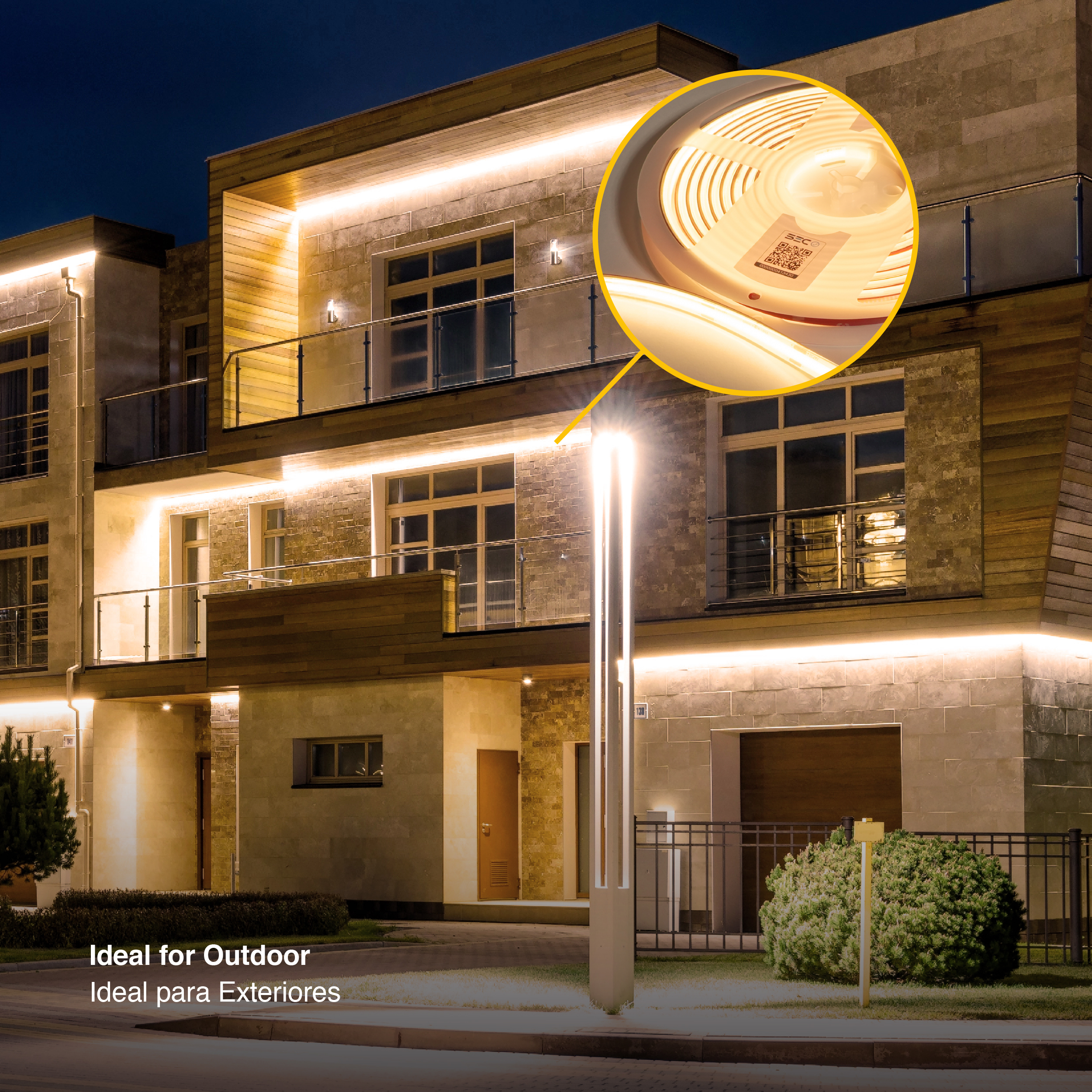 Tira LED COB 24V 11W/m Blanco Cálido 959lm/m 480LEDs/m 11mm IP68, 5m