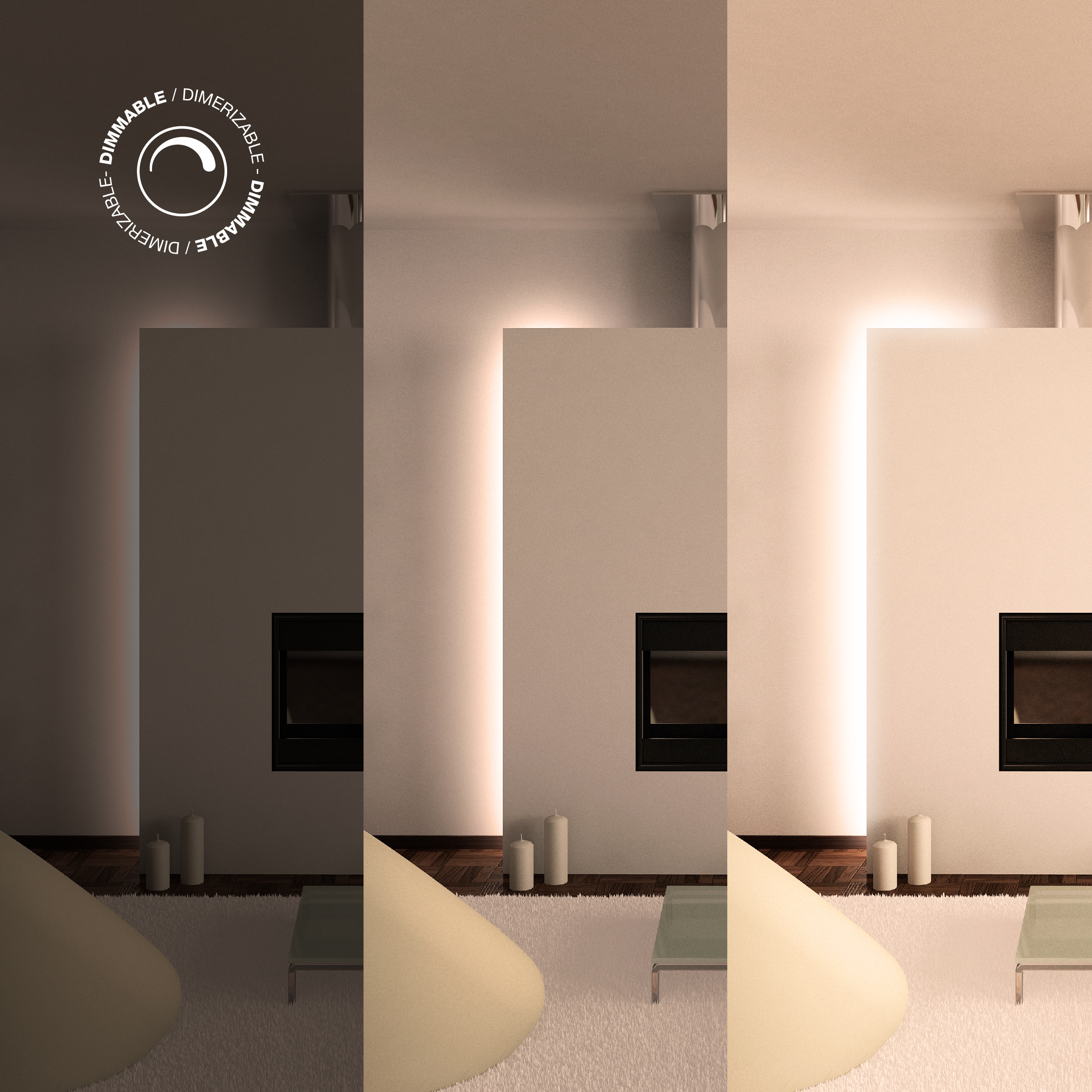 Tira LED COB 24V 11W/m, Blanco Cálido 1000lm/m 480LEDs/m, 8mm, x40cm