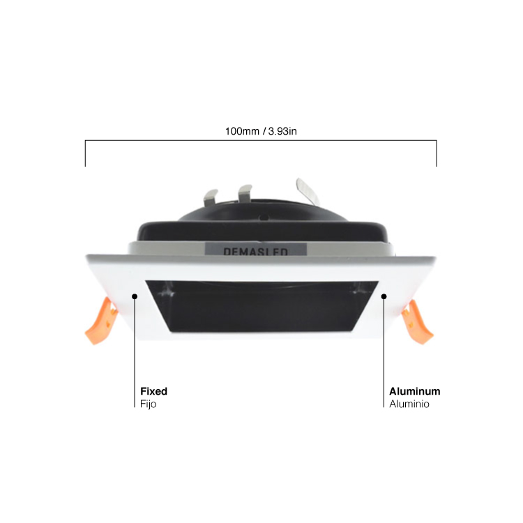 Spot Móvil Blanco Metálico 10x10cm Corte 9x9cm para Lámpara GU10