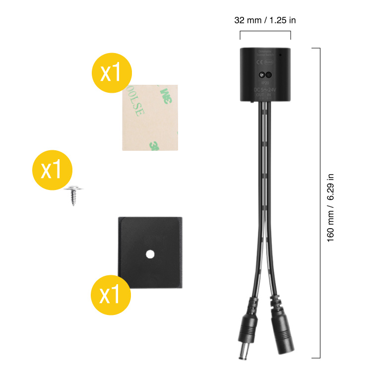 Sensor de Movimiento Dual Switch ON/OFF. Dimerizable DC 5-24V, 5A
