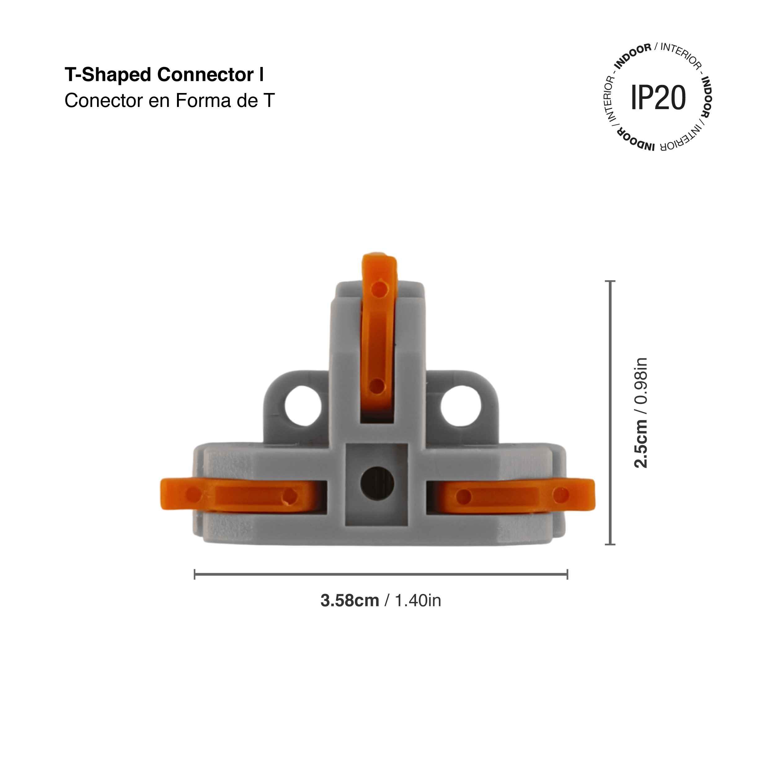 Conector en T, Bornera Fast Clip, 1 X 1 X 1