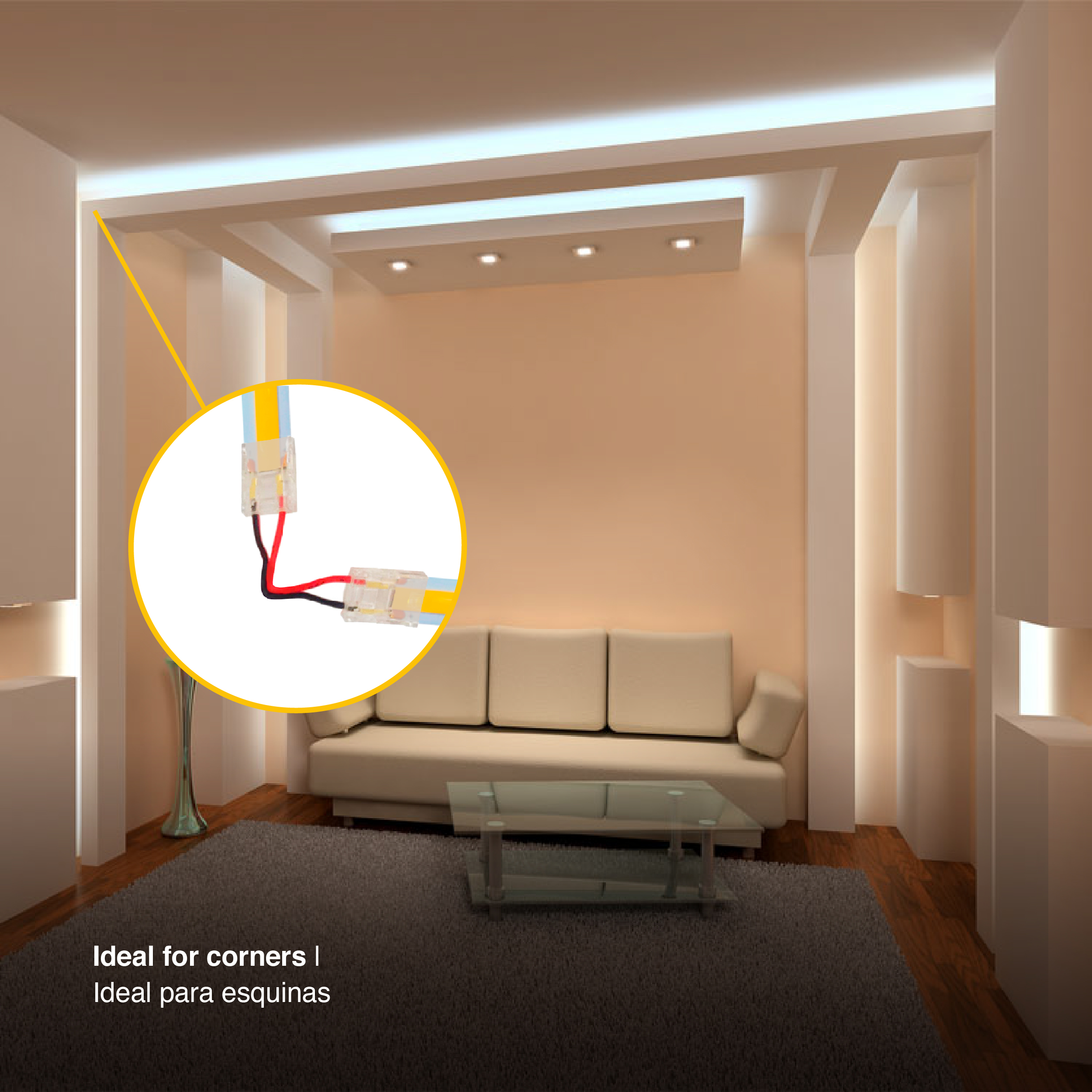 Conector con Cable 15cm Tiras LED COB y Alta Densidad Leds 10mm PVC