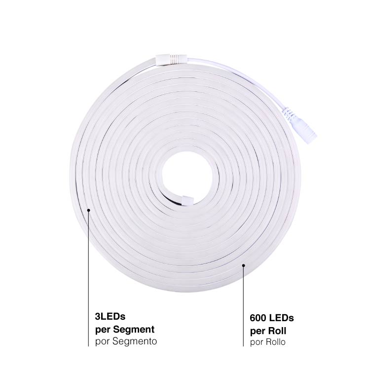 Tira LED de Neón SMD2835 IP67 12V 6W/m Blanco Cálido 3000°K 300lm/m 120 LED/m 5m