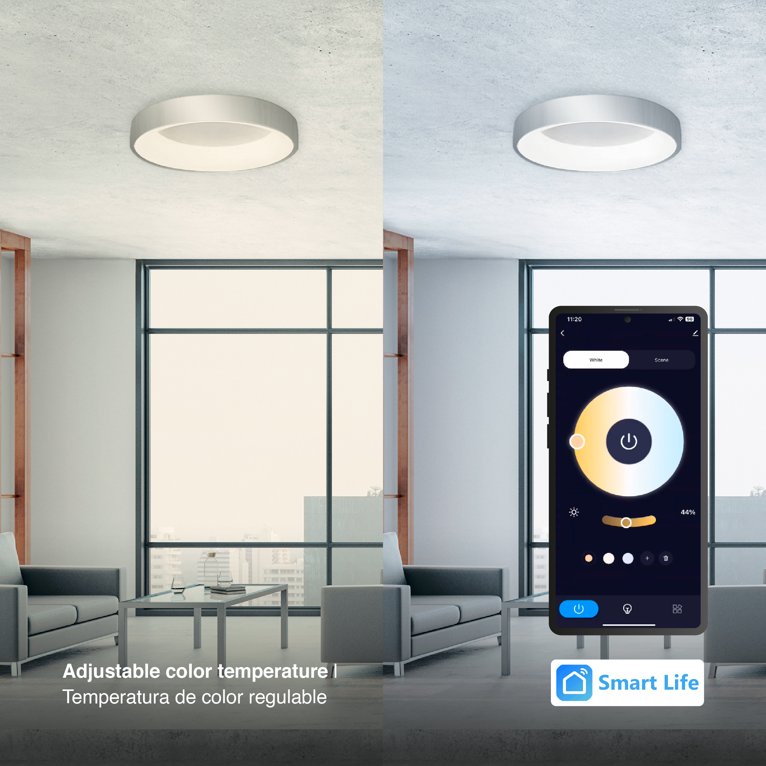 Panel LED Smart Redondo Níquel 60x60x9cm 60W 270mA CCT, de Aplicar