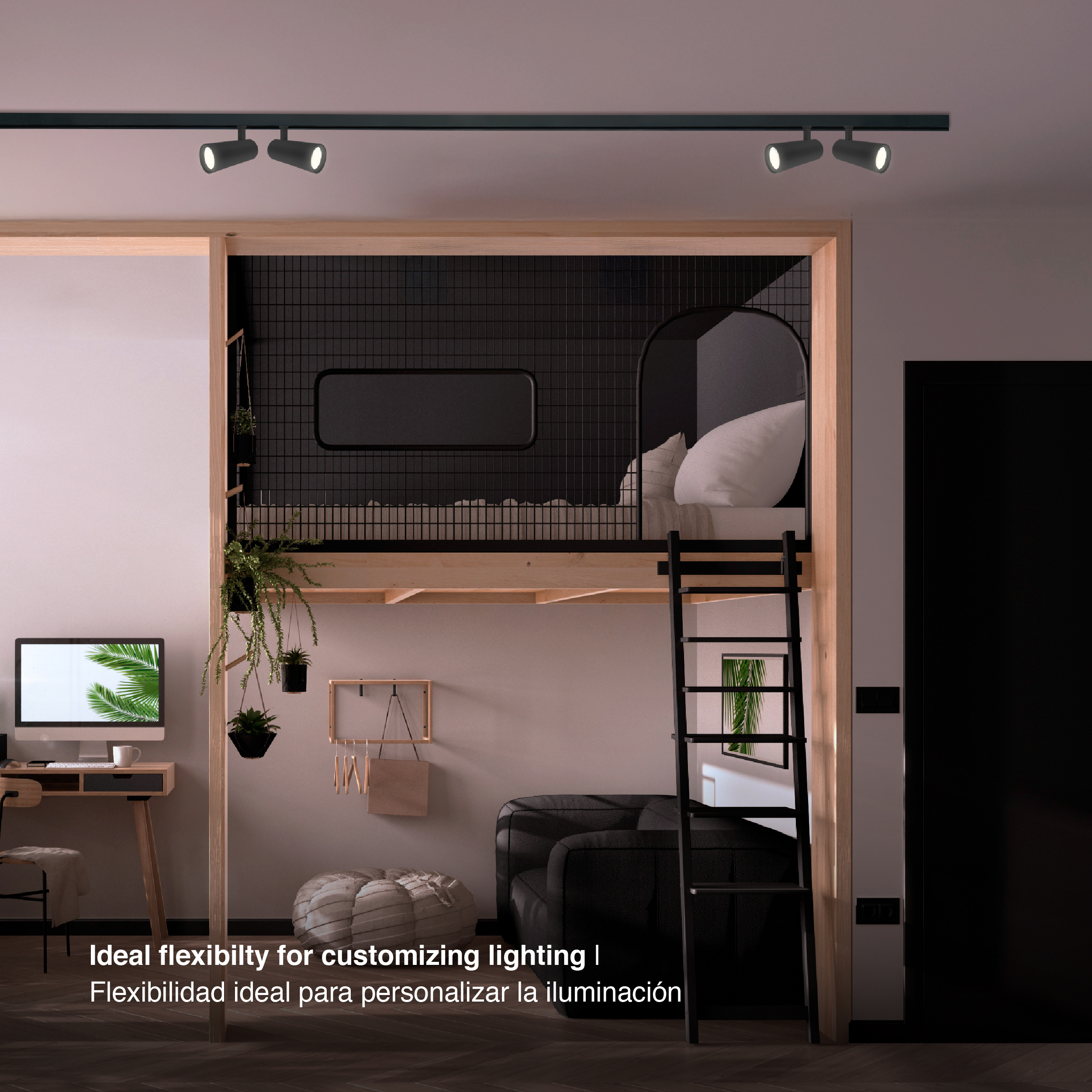 Lámpara LED Track Light GU10 Negro