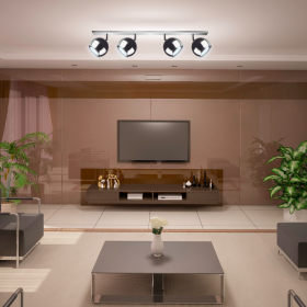 Aplique con Cabezales Direccionables Mini Balloon Cromado Ø10 cm para 4 Dicroicas GU10