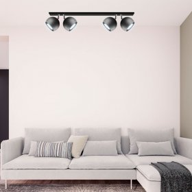 Aplique con Cabezales Direccionables Mini Balloon Negro Ø10 cm para 4 Dicroicas GU10