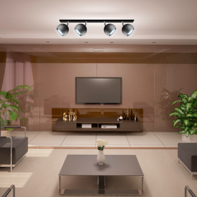 Aplique con Cabezales Direccionables Mini Balloon Negro Ø10 cm para 4 Dicroicas GU10