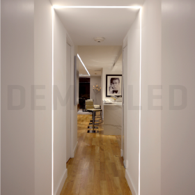 Perfil de Aluminio para Embutir, Anodizado, Difusor Opal Blanco, 15x17mm, 1m