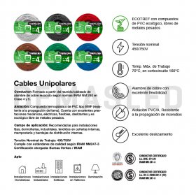 Cable Unipolar 1x4,00mm TREF Celeste x1m