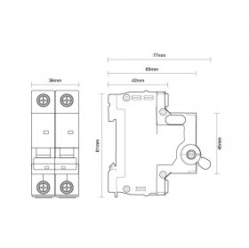 Interruptor Termomagnético BIPOLAR, ≤63A - 6kA 2x20A 240V, Curva C