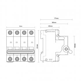 Interruptor Termomagnético TETRAPOLAR ≤63A - 6kA 4x40A 240V, Curva C