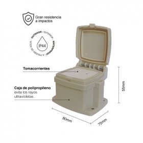 Tomacorriente de Aplicar para Exterior 80x55mm 10A, Beige