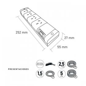 Zapatilla Prolongador 4 Tomas Multinorma, 1.5m