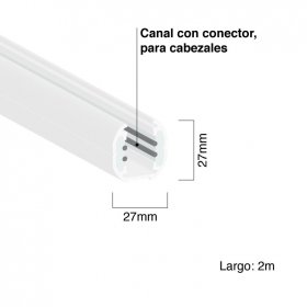 Riel de Aluminio Blanco x2m, 2 Efectos. Incluye conector.