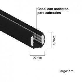 Riel de Aluminio Negro x1m, 2 Efectos. Incluye conector.