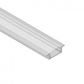 Perfil de Aluminio Anodizado, Difusor Transparente, 17x7mm, 1m, para Embutir