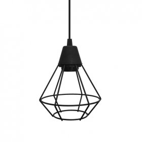 Lámpara JAULA DIAMANTE de Techo Negro Ø15,3cm Rosca E27