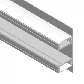 Perfil de Aluminio Duo Bidireccional 49x17mm Anodizado, Cover Opal Blanco x1m