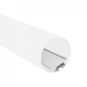 Perfil de Aluminio Tube 60mm Anodizado, Cover Opal Blanco Redondo x1m