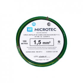 Cable Unipolar 1x1,50mm C4 Verde y Amarillo x100m