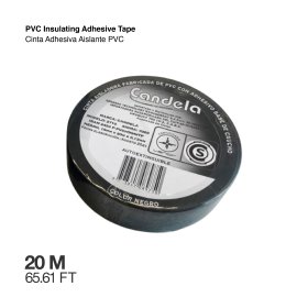 Cinta Adhesiva Aislante PVC, Negra 20m