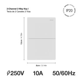 Tecla de 2 Canales, 2 Vías 10A Máx. AC 250V, Blanco