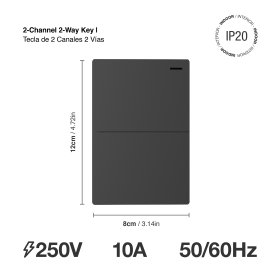 Tecla de 2 Canales, 2 Vías 10A Máx. AC 250V, Gris