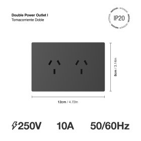 Tomacorriente Doble 10A Máx. AC 250V, Gris