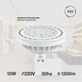 AR111 Neutra 15w 4000K 1000lm 30° 111x57mm