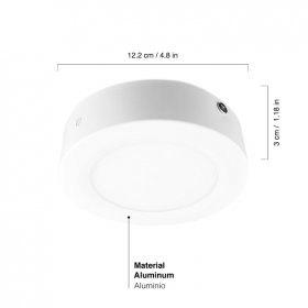 Panel LED redondo blanco 12cm, 6W 390lm Cálido, Sobrepuesto Panel LED redondo blanco 12cm, 6W 390lm Cálido, Sobrepuesto