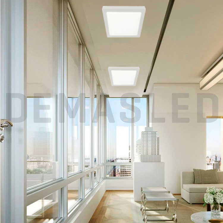 Plafón LED cuadrado blanco de 30x30cm, 24W 1920lm Neutro, aplicar