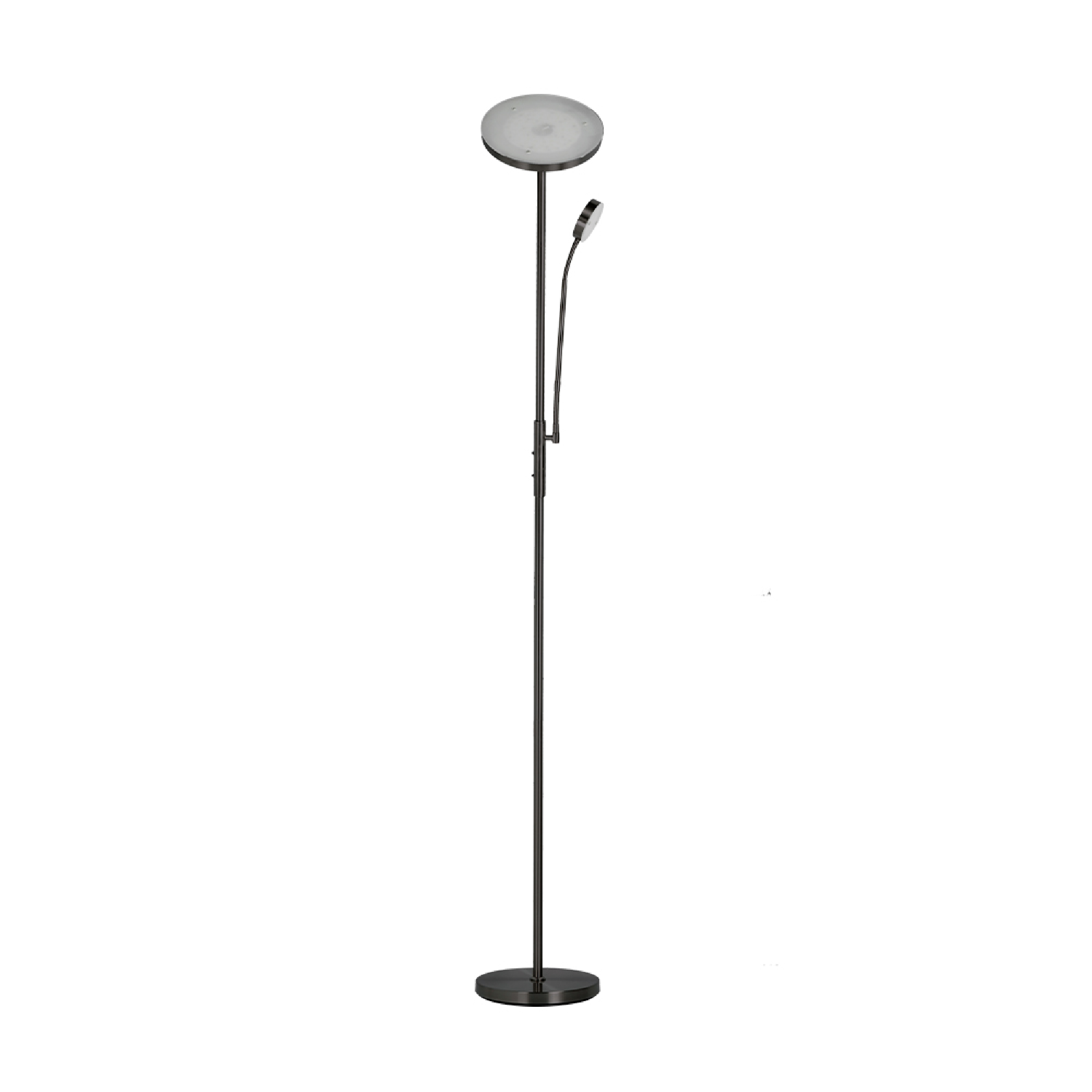 Lámpara de Pie LED con Luz de Lectura Negro Ø250x20mm 25W Blanco Cálido 3000K 1800mm