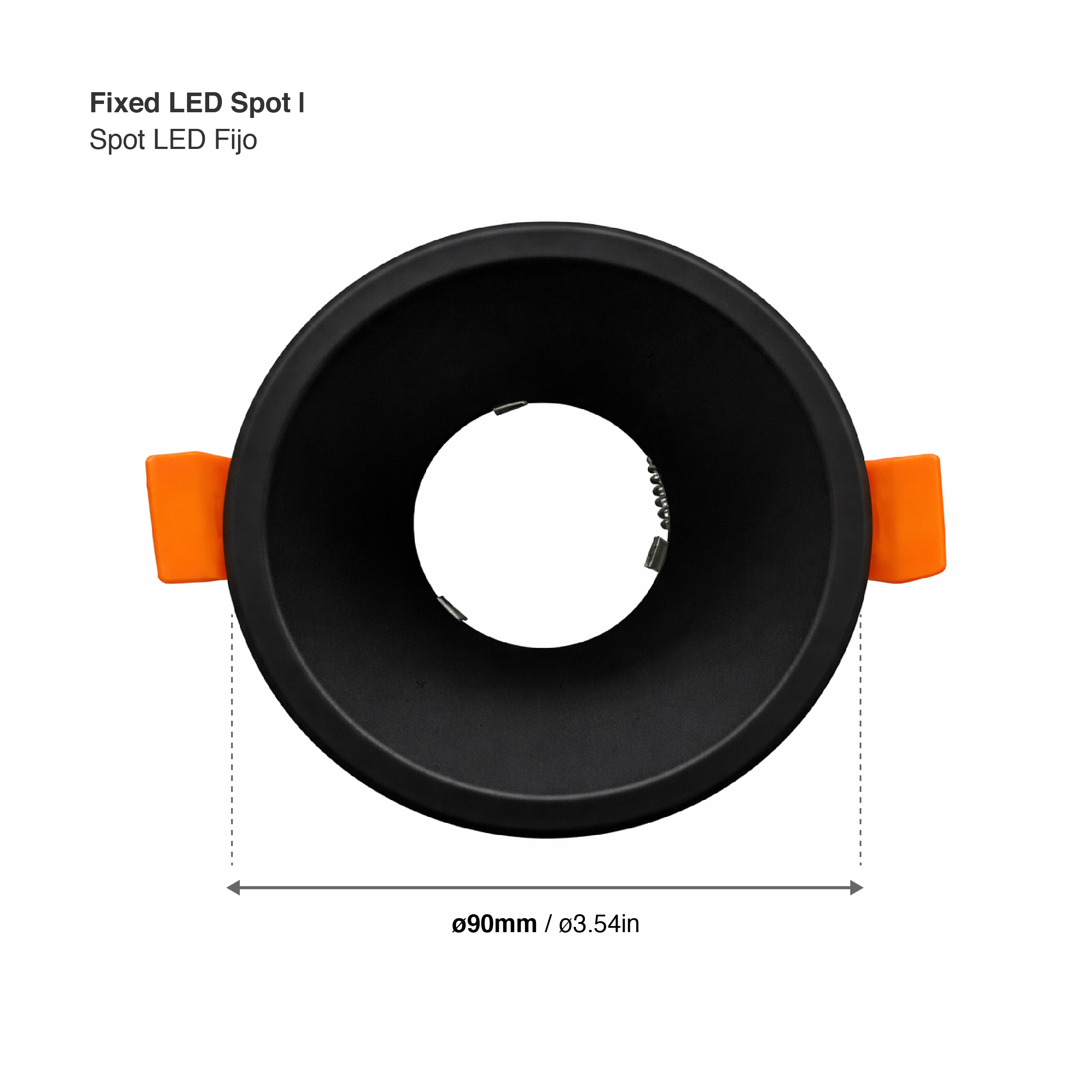 Spot Negro Fijo sin soporte para lámpara GU10 ø90mm