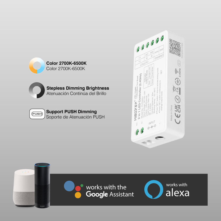 Controlador WIFI LED 2 en 1 Mi-Light 12-24V 12A max 2.4GHz