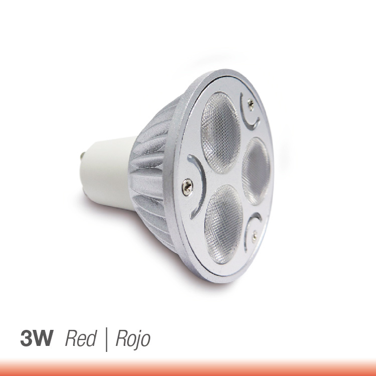 Bombilla LED GU10, 3W Rojo 625nm 120lm, NO dimerizable, 85-265Vac