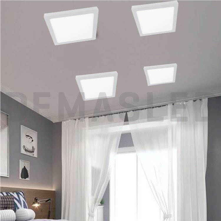 Plafón LED cuadrado blanco de 21,3x21,3cm 18W 1440lm Frío, de aplicar