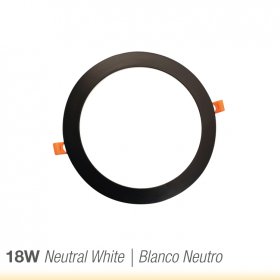 Panel LED Redondo Negro de 22.3cm 18W 1230lm Neutro, de empotrar
