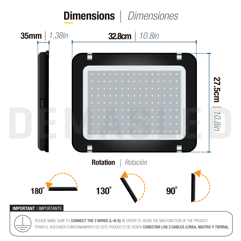 Proyector LED de Exteriores 150W 12750lm Blanco Frio 6500K 220V