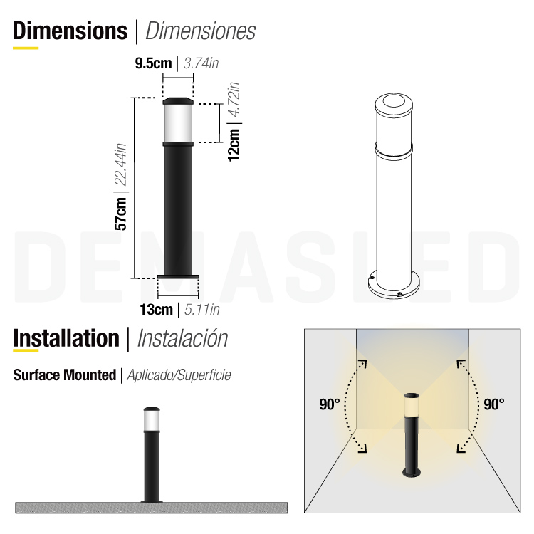 Baliza Exterior 10W 280lm Blanco Neutro 4000K 60cm 85-265V IP65