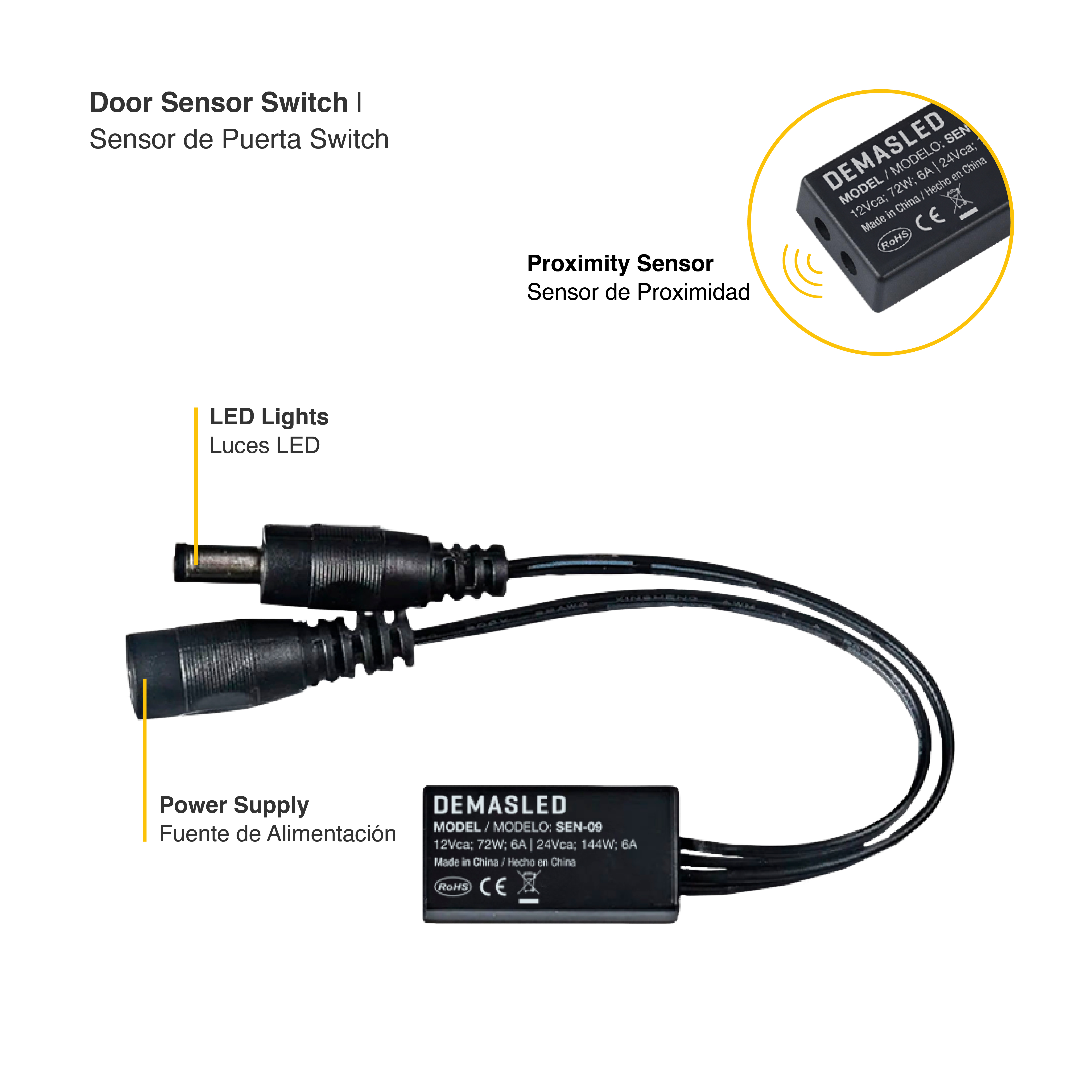 Sensor de Puerta Switch IR ON/OFF 12-24V, 6A
